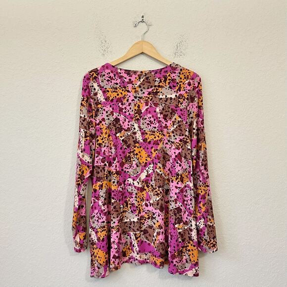 LOGO LORI GOLDSTEIN Marla Tunic Top Multicolor Abstract Boho Artsy - Picture 2 of 11